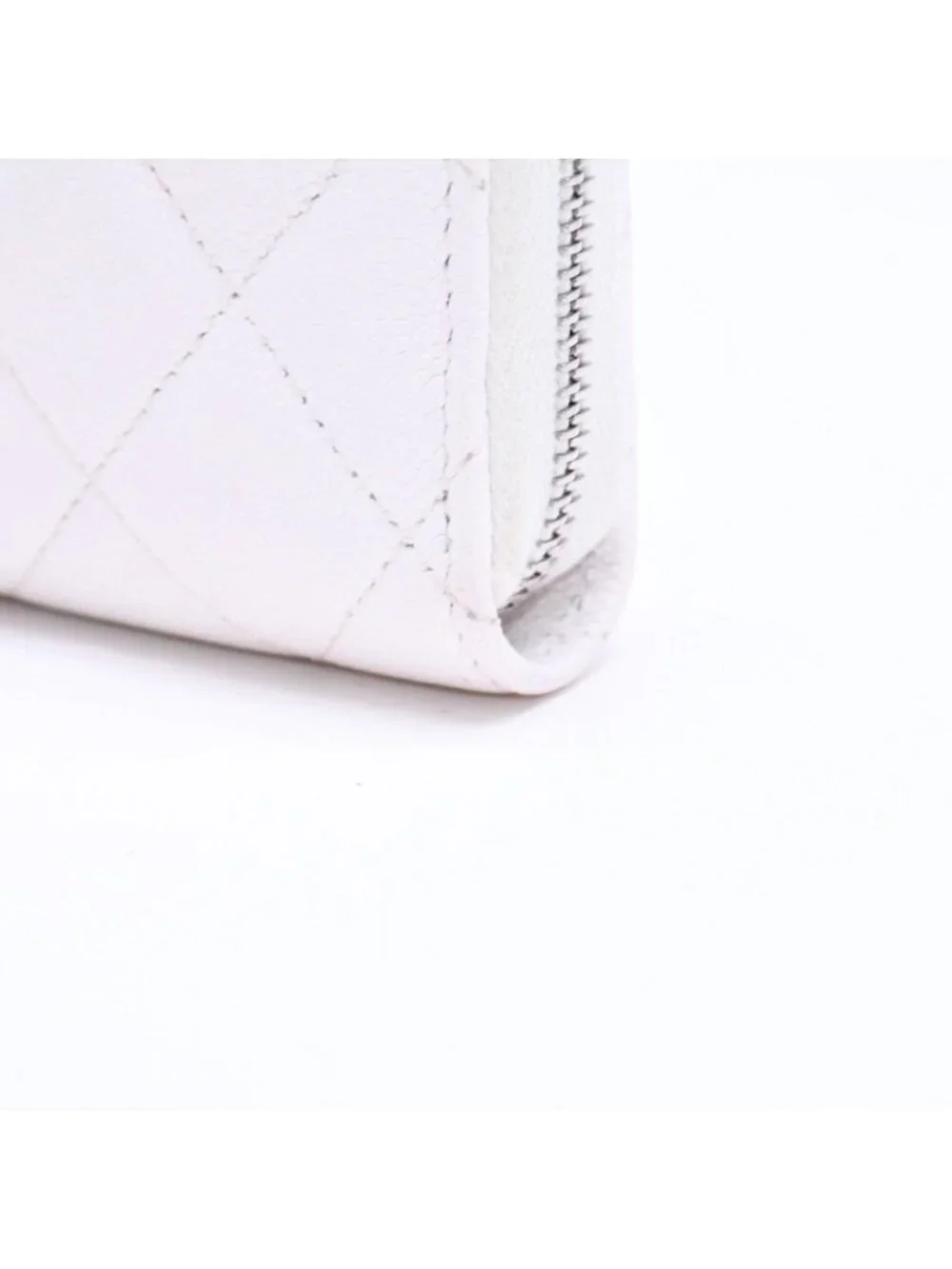 Chanel Classic Coin Purse Stand CC Logo Caviar Leather White Silver